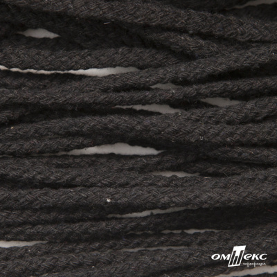 Шнур плетеный d-6 мм круглый, 70% хлопок 30% полиэстер, уп.90+/-1 м, цв.1078-черный - купить в Твери. Цена: 588 руб.