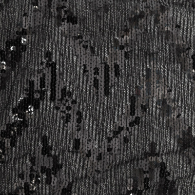 Трикотажное полотно с пайетками, шир.130 см, #311-бахрома чёрная - купить в Твери. Цена 1 183.35 руб.