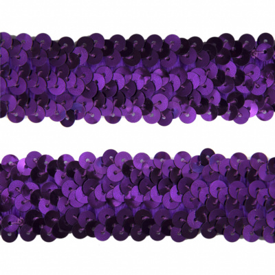Тесьма с пайетками 12, шир. 30 мм/уп. 25+/-1 м, цвет фиолет - купить в Твери. Цена: 1 098.48 руб.