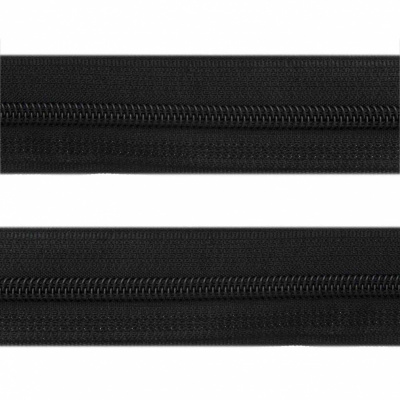 Рулонная молния с покрытием PVC спираль тип 3 (упак.270м) -черная с полосой СВО - купить в Твери. Цена: 12.74 руб.