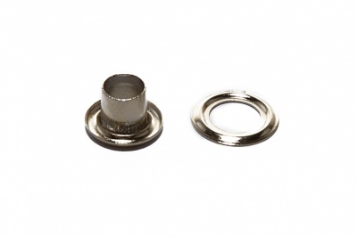 Люверсы металлические "ОмТекс", блочка/кольцо, (3 мм) - цв.никель - купить в Твери. Цена: 0.18 руб.