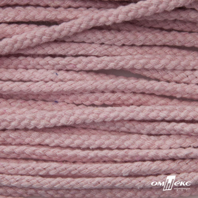 Шнур плетеный d-6 мм круглый, 70% хлопок 30% полиэстер, уп.90+/-1 м, цв.1087-розовый - купить в Твери. Цена: 588 руб.