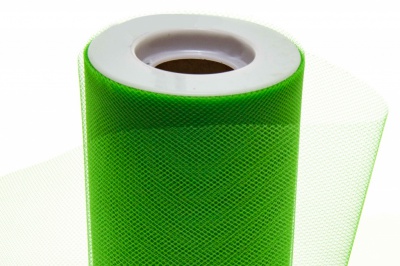 Фатин в шпульках 16-146, 10 гр/м2, шир. 15 см (в нам. 25+/-1 м), цвет зелёный - купить в Твери. Цена: 100.69 руб.