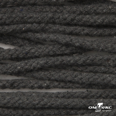 Шнур плетеный d-6 мм круглый, 70% хлопок 30% полиэстер, уп.90+/-1 м, цв.1088-т.серый - купить в Твери. Цена: 588 руб.
