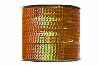Пайетки "ОмТекс" на нитях, CREAM, 6 мм С / упак.73+/-1м, цв. 88 - оранжевый - купить в Твери. Цена: 300.55 руб.