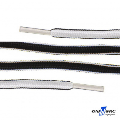 Шнурки #4-27, круглые 130 см, двухцветные (черно/белый) - купить в Твери. Цена: 47.04 руб.