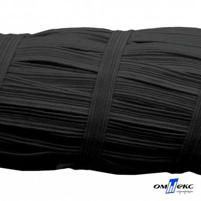 Резиновые нити с текстильным покрытием, шир. 6 мм (55 м/уп), цв.-черный - купить в Твери. Цена: 210.75 руб.