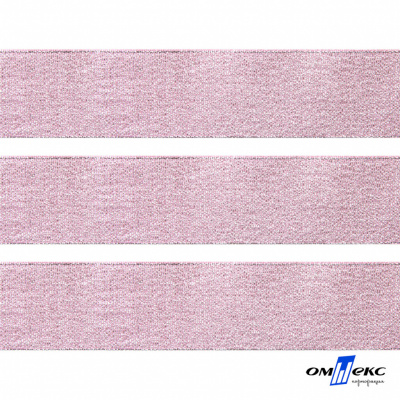 Лента парча 3341, шир. 33 мм/уп. 33+/-0,5 м, цвет розовый-серебро - купить в Твери. Цена: 178.13 руб.