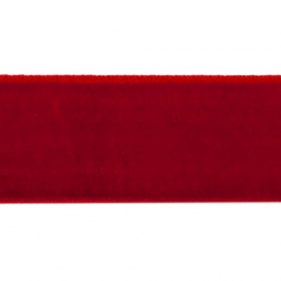 Лента бархатная нейлон, шир.25 мм, (упак. 45,7м), цв.45-красный - купить в Твери. Цена: 981.09 руб.
