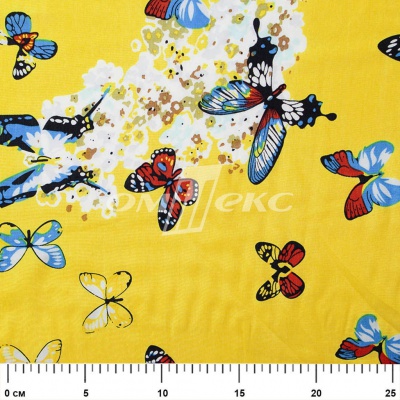 Плательная ткань "Софи" 7.2, 75 гр/м2, шир.150 см, принт бабочки - купить в Твери. Цена 241.49 руб.