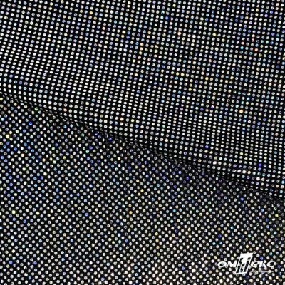 Трикотажное полотно голограмма, шир.140 см, #601-хамелеон чёрный - купить в Твери. Цена 452.76 руб.