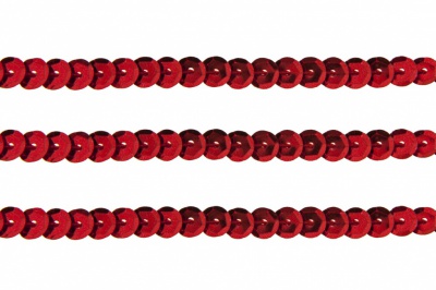 Пайетки "ОмТекс" на нитях, SILVER-BASE, 6 мм С / упак.73+/-1м, цв. 3 - красный - купить в Твери. Цена: 468.37 руб.