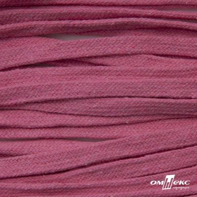 Шнур плетеный d-8 мм плоский, 70% хлопок 30% полиэстер, уп.85+/-1 м, цв.1029-розовый - купить в Твери. Цена: 735 руб.