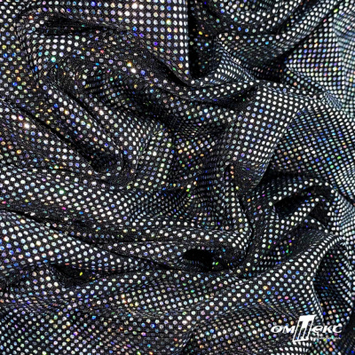 Трикотажное полотно голограмма, шир.140 см, #601-хамелеон чёрный - купить в Твери. Цена 452.76 руб.