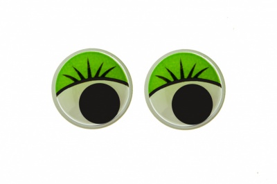 Глазки для игрушек, круглые, с бегающими зрачками, 15 мм/упак.50+/-2 шт, цв. -зеленый - купить в Твери. Цена: 113.01 руб.