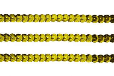 Пайетки "ОмТекс" на нитях, SILVER-BASE, 6 мм С / упак.73+/-1м, цв. 7 - св.золото - купить в Твери. Цена: 468.37 руб.