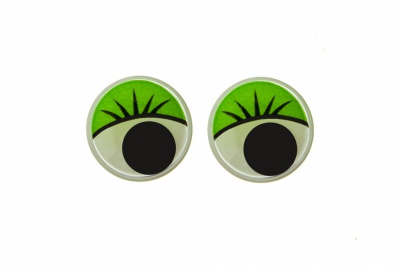Глазки для игрушек, круглые, с бегающими зрачками, 12 мм/упак.50+/-2 шт, цв. -зеленый - купить в Твери. Цена: 96.01 руб.