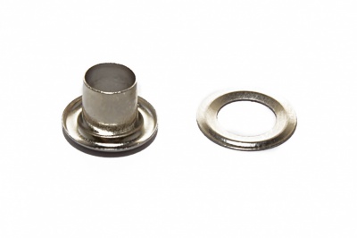 Люверсы металлические "ОмТекс", блочка/кольцо, (4 мм) - цв.никель - купить в Твери. Цена: 0.24 руб.