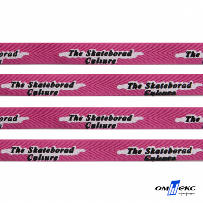 Тесьма отделочная (киперная) 10 мм, 100% хлопок,"THE SKATEBOARD CULIURE"(45 м) цв.121-26 -яр.розовый - купить в Твери. Цена: 850.62 руб.