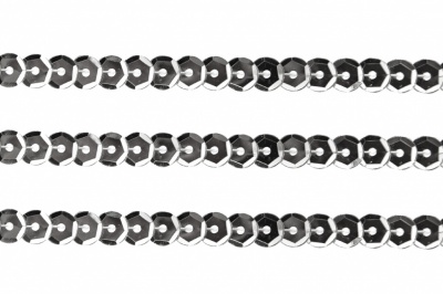 Пайетки "ОмТекс" на нитях, SILVER-BASE, 6 мм С / упак.73+/-1м, цв. 1 - серебро - купить в Твери. Цена: 468.37 руб.