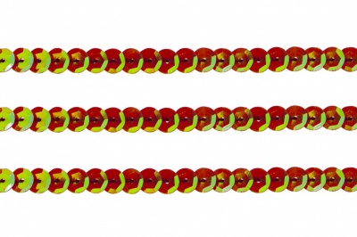 Пайетки "ОмТекс" на нитях, CREAM, 6 мм С / упак.73+/-1м, цв. 96 - красный - купить в Твери. Цена: 484.77 руб.