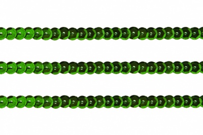 Пайетки "ОмТекс" на нитях, SILVER-BASE, 6 мм С / упак.73+/-1м, цв. 4 - зеленый - купить в Твери. Цена: 484.77 руб.